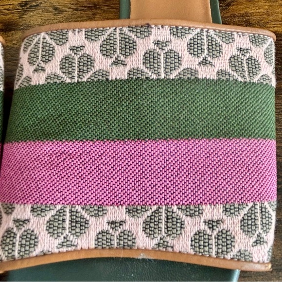 Kate Spade| New York Pink/Green Flower Jacquard Boardwalk Slide Sandals Sz 9.5 - Picture 6 of 8